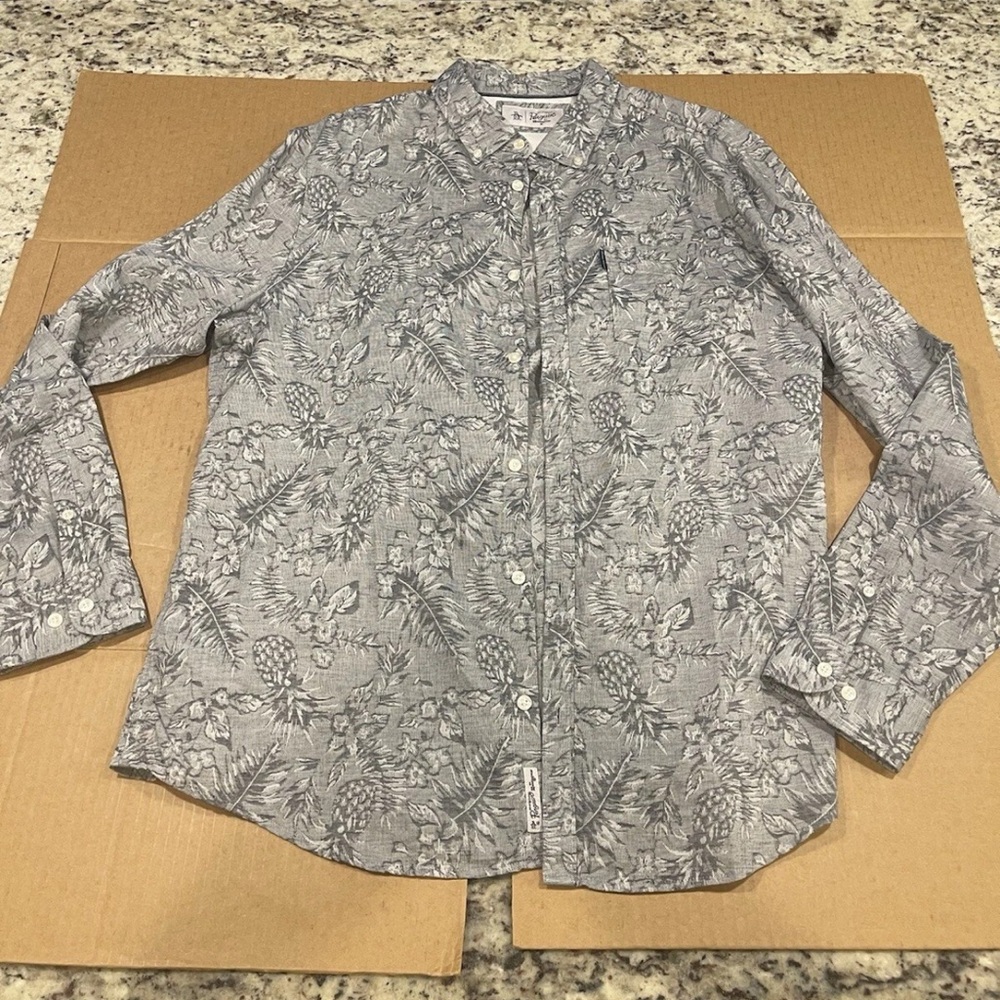 Original penguin cotton/ linen blend long sleeve button down